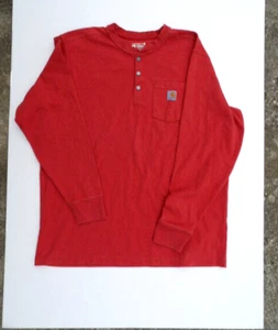 Carhartt Relaxed Fit Shirt Heavier Weight Henley Men Size 2XL TALL Logo Snap - Picture 1 of 12