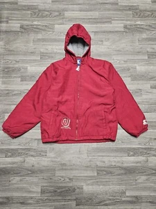 Vintage 90's Oklahoma Sooners OU Red Puffer Jacket Starter Boxy Size X-Large - Picture 1 of 13