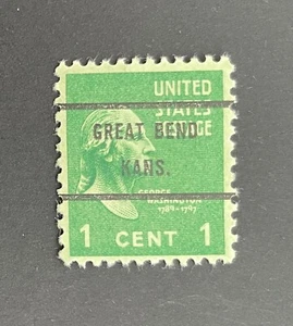 Great Bend, Kansas Type 71 Precancel - 1 cent Prexie - U.S. #804 - KS - Picture 1 of 1