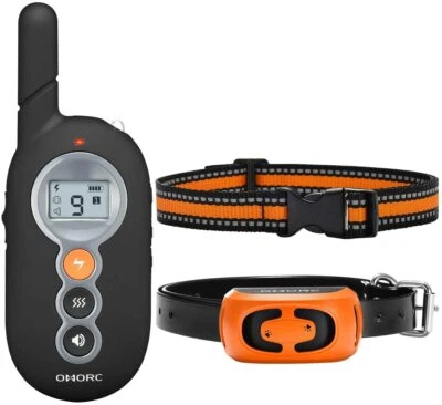 OMORC PREMIUM PET PRODUCTS PREMIUM Dog Training Bark Collar w Remote 3 Training Modes Beep Shock Vibration