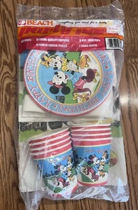 Vintage Disney Roller Skater  Mickey Mouse Happy Birthday Party Pack for 8 - Picture 1 of 6