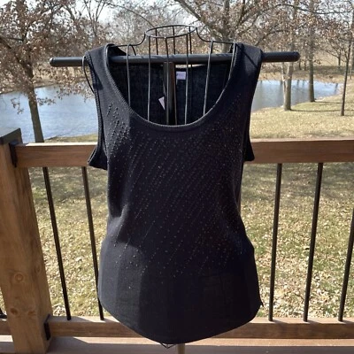 Fashion Bug Women's Dressy Black Sleeveless Tank Top Sequins Beads XL NEW w/tags - Image 1 of 4