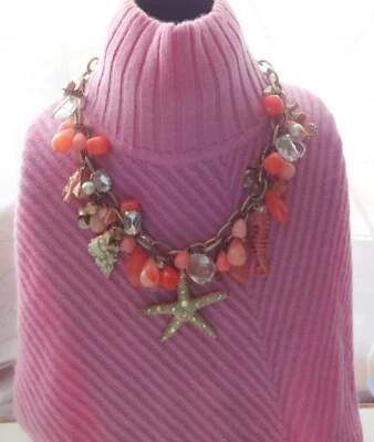 Vtg Sea Crichers Simulated Coral Lucite Unusual Necklace Earrings Bracelet Set - Image 1 of 4