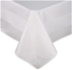 Riegel Restaurant Quality Tablecloth ~ Damask Satin Band White 51" Round NEW - Picture 1 of 3