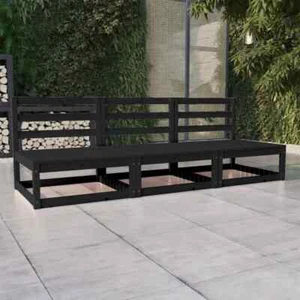 Outdoor-Sofa 3-Sitzer Schwarz Massivholz Kiefer - Bild 1 von 6