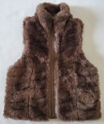 Women's Jou Jou Size M Faux Fur Teddy Bear Vest Brown Full Zip With Pockets  - Image 1 of 4