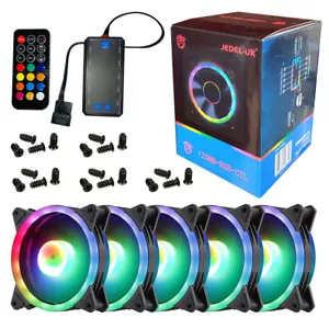 5x Pack 120MM RGB LED PC Case Fan Set Kit Remote Control Cooling 6-Pin Fans 5 x - Picture 1 of 6