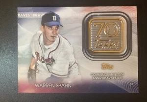 Warren Spahn 2021 Topps 70th Anniversary Logo Patches Braves - Picture 1 of 2
