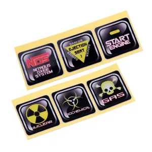 6pcs/set Funny Car Decoration Waterproof car internal Button Decal Vinyl Sticker - Picture 1 of 4