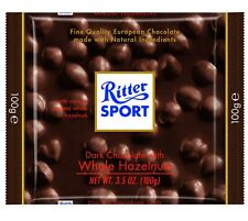 Ritter Sport, Dark Chocolate with Whole Hazelnuts (Pillow Pack), 3.5-Ounce Ba...