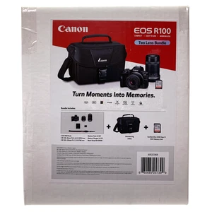Canon EOS R100 Zwei-Objektiv Kamera Konvolut, RF-S 18-45mm, RF-S 55-210mm & Tragetasche - Bild 1 von 3