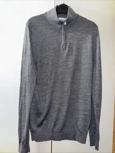 Reiss 1/4 Zip Sweatshirt Jumper Grey Size Medium 100% Wool - Picture 1 of 13