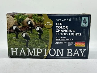 Hampton Bay (4-Pk) 20-Watt Outdoor Landscape Flood Black Adjustable Color - Image 1 of 4
