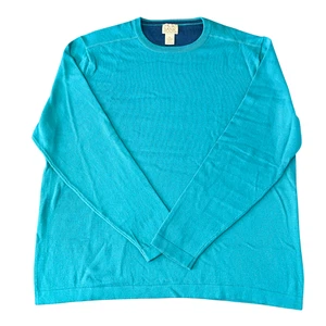 Jos A Bank Mens Sweater XL Blue Soft Cotton Cashmere Blend Crew Neck Preppy - Picture 1 of 6