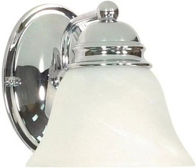 SATCO Nuvo 1 luz cromo pulido tocador luz con pantalla de campana de vidrio de alabastro Foto 1 de 2