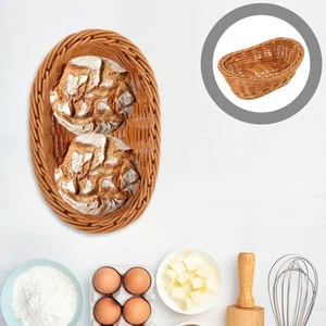Cestas de pan de ratán tejidas para comida de frutas para servir imitación - Imagen 1 de 12