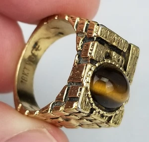 Vintage 18KT Gelbgold großer NACHLASS! Tiger Katzenauge Ring GRÖSSE 8,5 - Bild 1 von 9