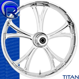 Rotation Titan Chrome Custom Motorcycle Wheel Front Harley Touring Baggers 21" - Foto 1 di 3