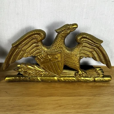 Vintage 1952 Virginia Metalcrafters Brass Eagle Bookends Pair Great Condition - Image 1 of 4