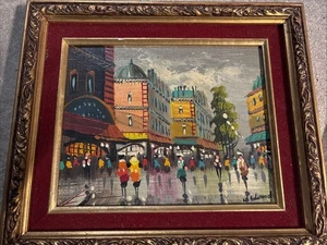 Vintage W. Edward Öl auf Tafel Paris Straße Gemälde gerahmt 12" x 14". - Bild 1 von 12