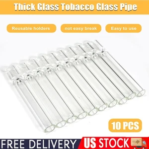 10pcs Thick Glass Tobacco Glass Pipes Reusable One Hitter Smoking Tube Pipe105MM - Picture 1 of 12