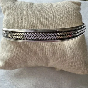 PLATA ESTERLINA 925 Brazalete/Pulsera Trenzado Diseño Centro 16g - Imagen 1 de 9