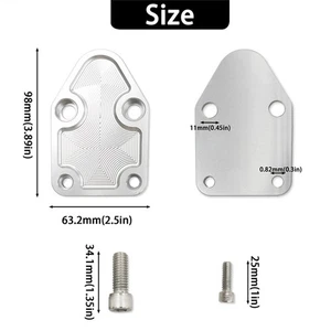 Small Block For Chevy Billet Fuel Pump Block Off Plate sbc 283 327 350 400 #2071 - Picture 1 of 5