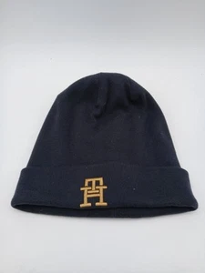 Tommy Hilfiger Navy Beanie Embroidered Logo One Size Cotton - Picture 1 of 6