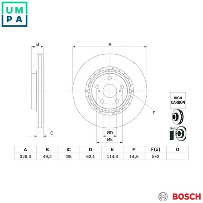 2x BRAKE DISC 0 986 479 G63 FOR LEXUS TOYOTA HIGHLANDER/KLUGER RAV/IV/VAN 2.0L - Image 1 of 4