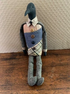 Handmade, Handcrafted, Black Crow Bird Doll Cloth Shelf sitter 18 1/2" - Picture 1 of 5