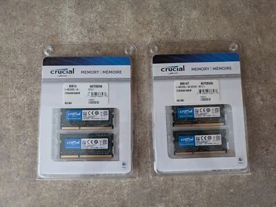 PACK OF 2 CRUCIAL 8GB LAPTOP MEMORY KIT 4GB 2X DDR3L-1600 SO-DIMM MAC COMPATIBLE - Image 1 of 3