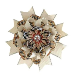 Beige Tartan Band Schule Haarschleife Haarspange Diamant Center Mädchen 🙂 🙂 - Bild 1 von 4