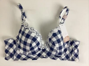 Cacique Lane Bryant Lightly Lined Cotton T-Shirt Bra Underwire Blue 32A NWT - Picture 1 of 9