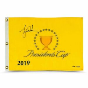 Tiger Woods Signed Autographed 2019 President's Cup Pin Flag #/500 UDA IS