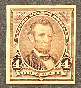 Travelstamps; US Stamps Scott #254p5 4c Lincoln Proof on Stamp Paper OG H