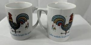 VTG 2 Berggren Rooster Weather Vane Coffee Mug/Cup #193 Mid-Century USA B12 - Picture 1 of 4