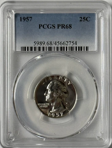 1957 Silver Washington Proof Quarter PCGS PR68 () Cover