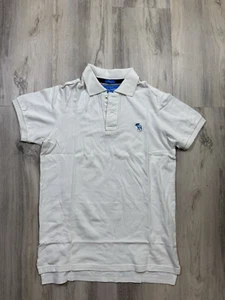 vtg abercrombie and fitch muscle mens slim fit polo shirt medium cotton white - Picture 1 of 5