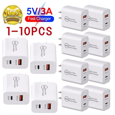 Lote Cargador Rápido 20W PD Enchufe de Alimentación USB Tipo-C Adaptador de Pared para iPhone 13 12 11  Foto 1 de 4