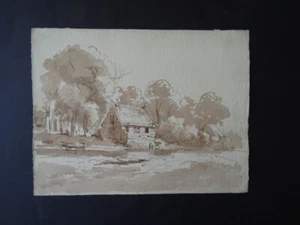 DUTCH SCHOOL 19thC - FARMS IN WOODED LANDSCAPE - FINE INK DRAWING BY EYMER - Picture 1 of 12