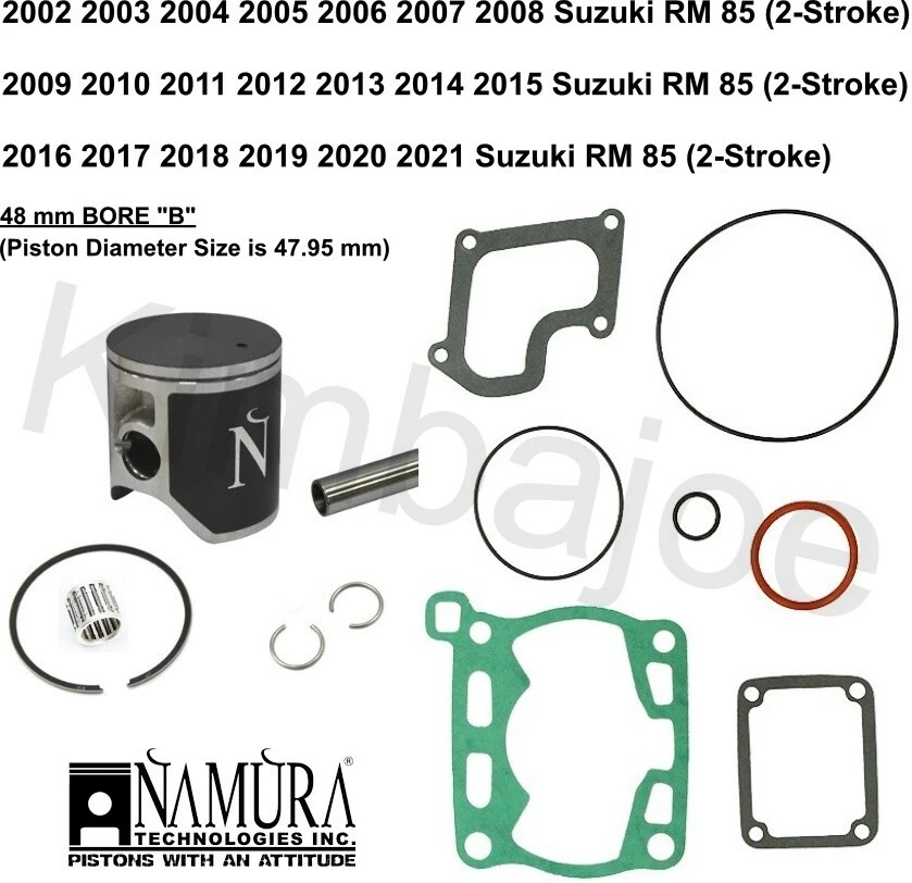 2002-2021 Suzuki RM 85 listado 48 mm FURO "B" Namura kit de pistão reconstrução - Imagem 1 de 1