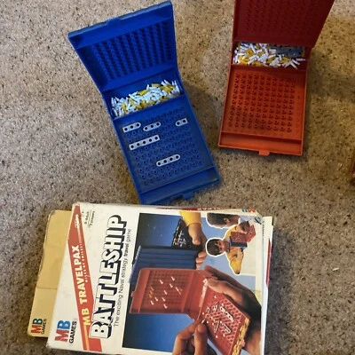 VINTAGE TRAVEL BATTLESHIP GAME  COMPLETE  USED CONDITION  MB GAMES 1982 - Image 1 of 4