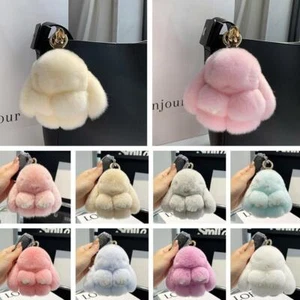 Adorable Keychain Toy Charm Plush Fluffy RabbitsKeyring Bunny UK Fur Bag E6B9 - Picture 1 of 26