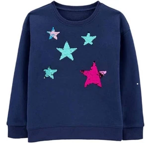 OshKosh B'Gosh Girls Long Sleeve Sweatshirt Flip Sequin Stars - Picture 1 of 1