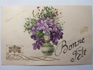 01G4 Antique CPA Postcard Fantasy Chromo Ajouti Decoupi Bonne Party Vase - Picture 1 of 3
