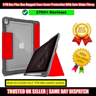 STM Dux Plus Duo Rugged Red Case for iPad 10.2 (2021) 10.2” 9th Gen A2603 A2604 - Image 1 of 4