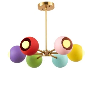 6 Eyeball Shade Brass Sputnik Chandelier Retro Ceiling Lighting Multicolor Mat - Picture 1 of 5