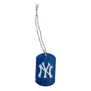 New York Yankees Glitter Dog Tag Necklace with Ball Chain - Picture 1 of 1
