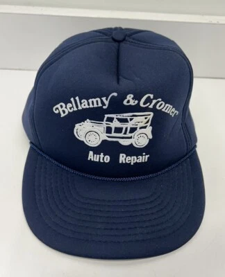 Gorra de béisbol vintage de George sombrero Bellamy & Cromer reparación automática azul grande RARA Foto 1 de 4