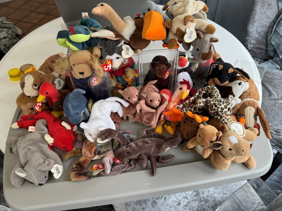 稀有豆豆娃套装 - 戴安娜王妃、螃蟹克劳德、刺、巴蒂 + 更多 — 第 1/1 张图片